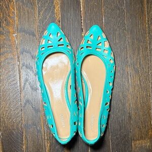 Express Turquoise Cutout Flats